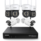 5MP 8-Channel Wireless PT & Bullet Security Camera System, 8MP NVR, 5MP Wifi Pan & Tilt IP Cameras, Two-Way Audio, IP66 Waterproof, Smart AI Human Detection, Work With Alexa